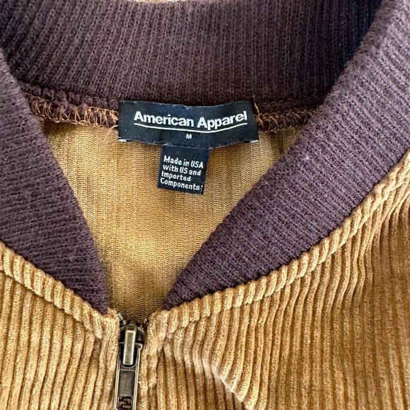 BWT American Apparel Black Corduroy Full Zip Bomber Jacket Women's Medium - Picture 2 of 6